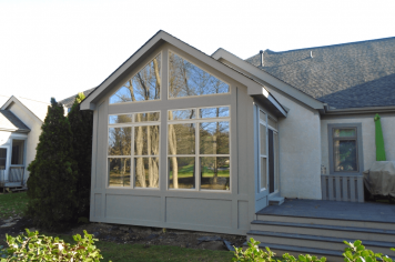 White sunroom exterior Columbus Ohio custom home addition