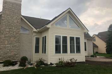 Stone accent sunroom Columbus Ohio custom architectural design