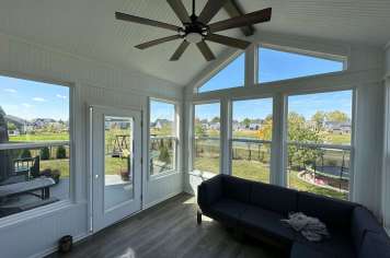Custom sunroom vaulted ceiling Columbus Ohio interior windows