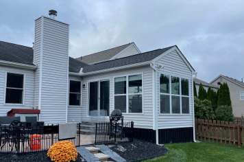 Gray sunroom addition Columbus Ohio contemporary home design