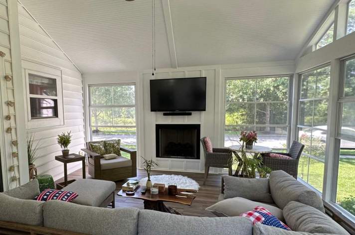 White Eze Breeze porch Columbus Ohio custom outdoor living addition