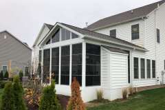 Eze Breeze porch interior Columbus Ohio vaulted ceiling white