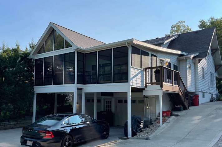 Gray Eze Breeze porch Columbus Ohio contemporary residential addition