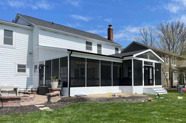 White Eze Breeze porch addition Columbus Ohio residential construction
