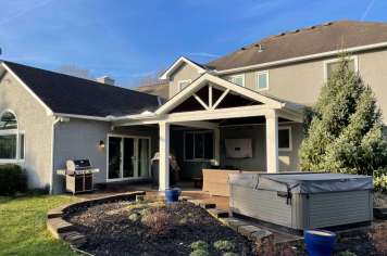 Suncraft Design Build custom open porch addition with hot tub and patio residential home Columbus Ohio