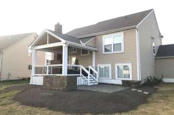 Suncraft Design Build custom open porch addition with columns and paver patio Columbus Ohio