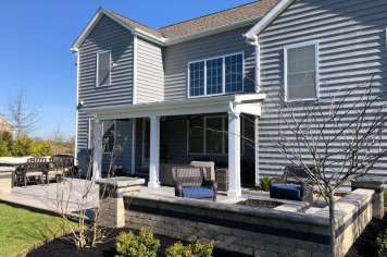 Suncraft Design Build custom open porch addition with columns and paver patio Columbus Ohio
