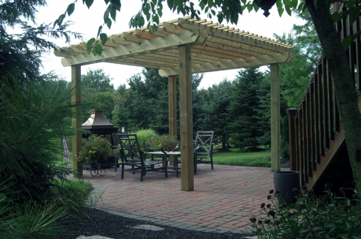 Suncraft Design Build custom pergola in a garden backyard Columbus Ohio