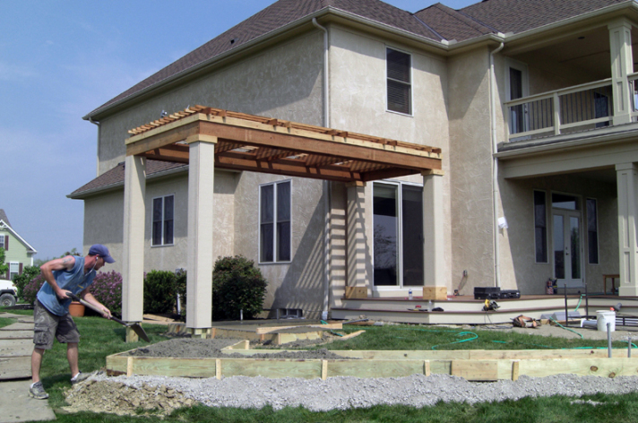 Suncraft Design Build custom white pergola with lattice roof residential backyard Columbus Ohio