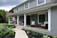 Suncraft Design Build custom front porch addition with white columns ranch style home Columbus Ohio