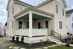 Suncraft Design Build custom portico addition with timber frame columns stone facade residential home Columbus Ohio