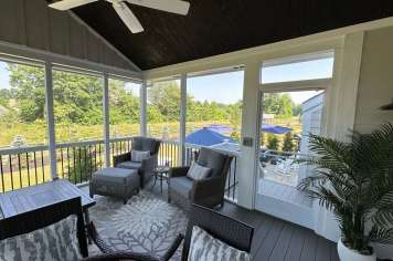 Brick screened porch Columbus Ohio custom stairs residential addition