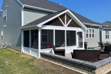 White screened porch addition Columbus Ohio custom outdoor living space