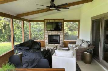 Screened porch interior Columbus Ohio outdoor furniture deck