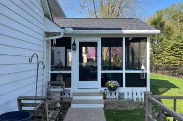 Screened porch Columbus Ohio white trim residential addition